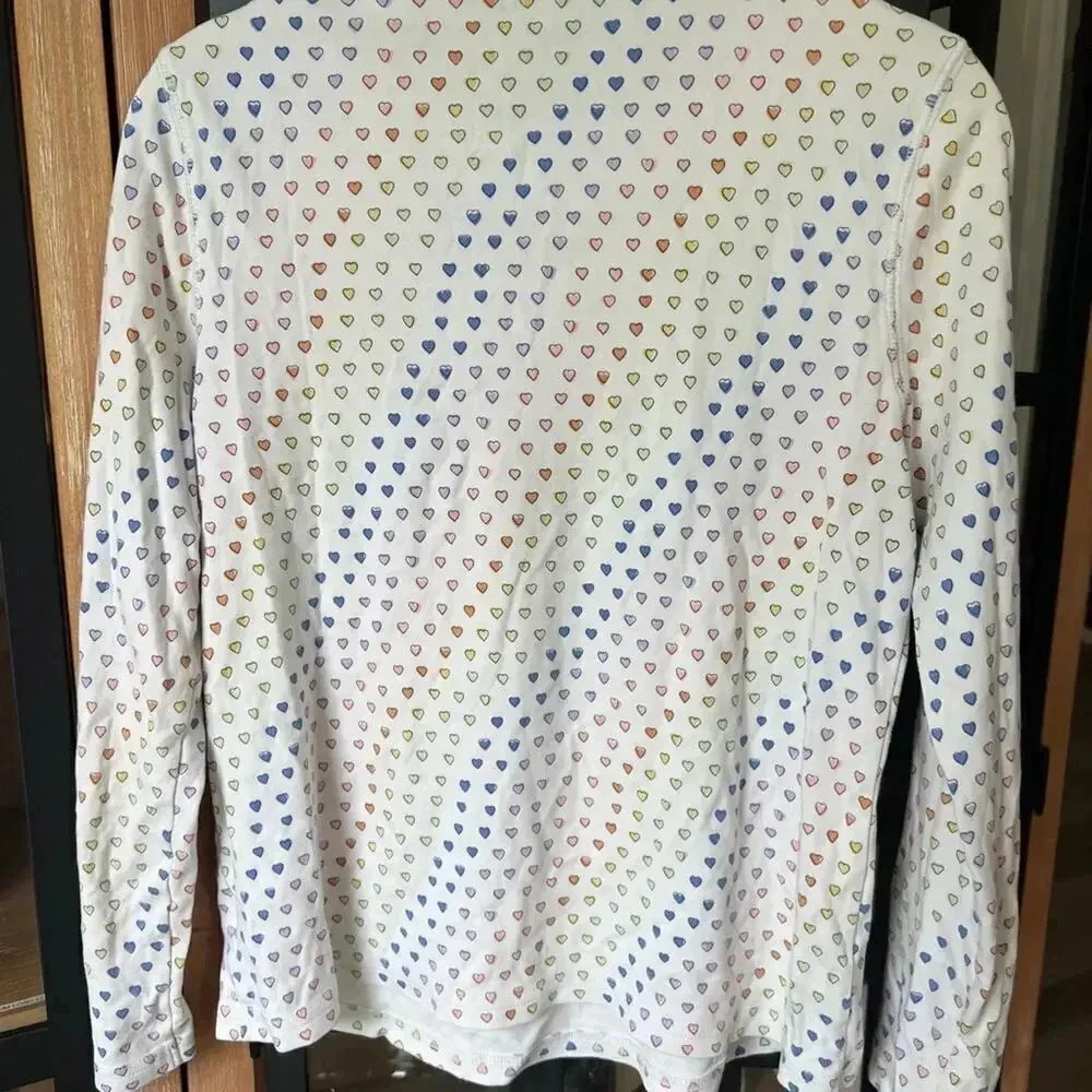Roller Rabbit Pajamas Disco Rainbow Hearts long sleeve Henley button down top - Picture 5 of 8